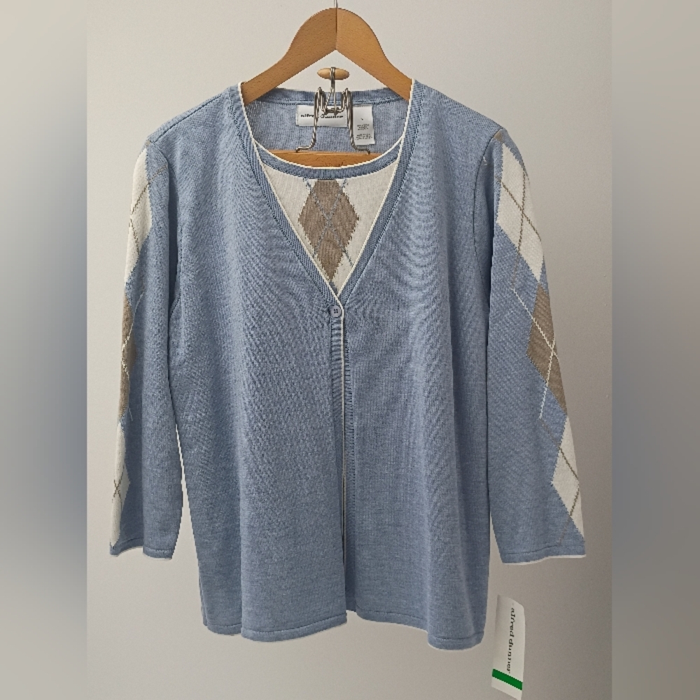 NWT Alfred Dunner Faux Twin Set Layered Sweater L